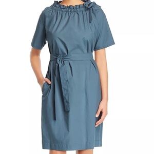 Weekend Max Mara Dedalo Cotton Ruched-Neck A-Line Dress